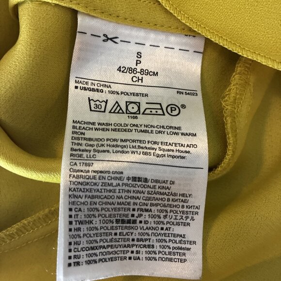 Banana Republic Womens Size S Top Yellow Ruffle Sleeve V Neck Peplum Blouse - Picture 6 of 6